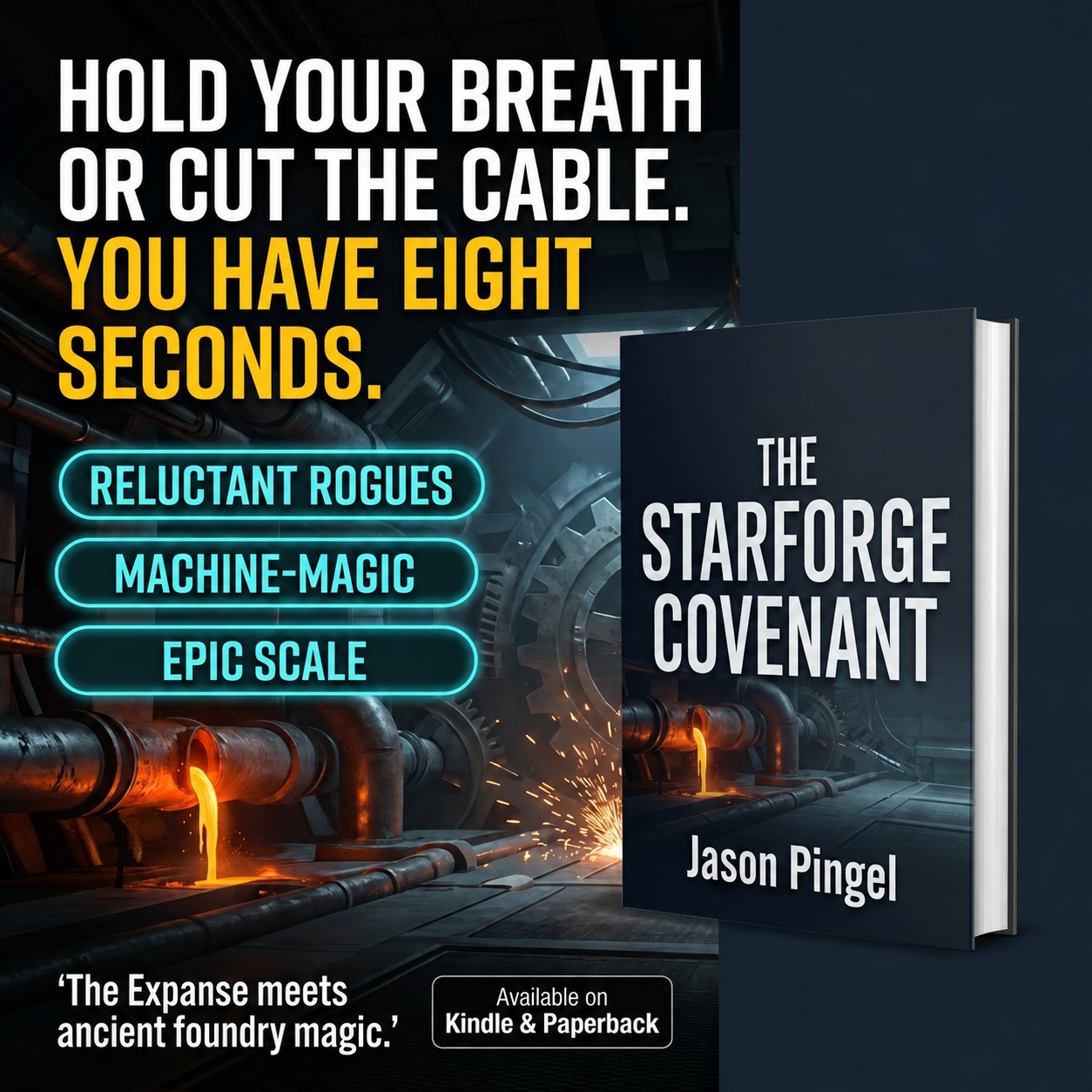 Promotional artwork featuring The Starforge Covenant by Jason Pingel